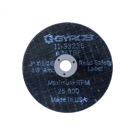 Gyros Type 01 Reinforced Cut-Off Wheels 3"x 1/16" (3/8" Arbor) A36TBF, 25PK 11-33236/25